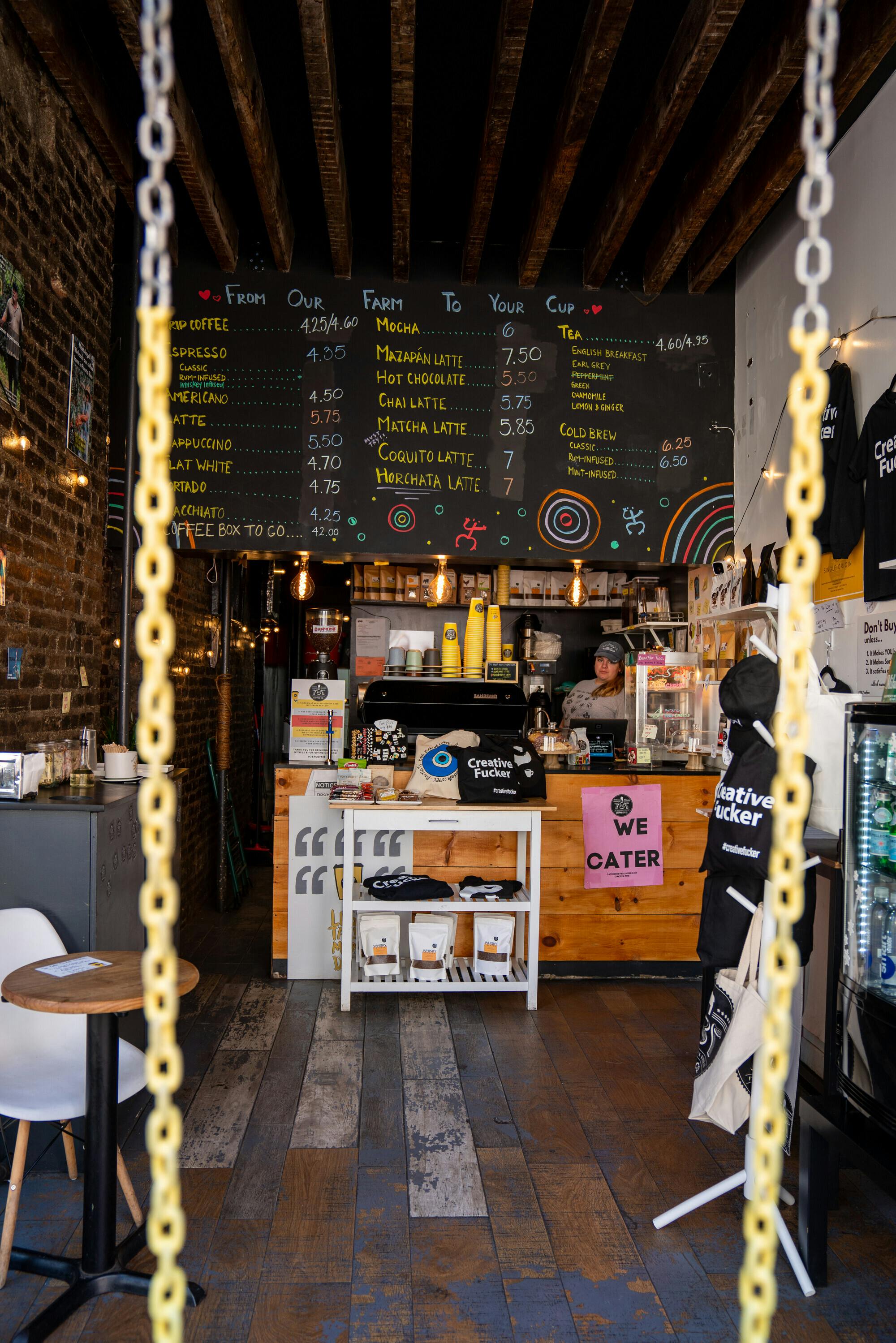 An interior view of 787 Coffee at 310 West 14th Street in the Meatpacking District