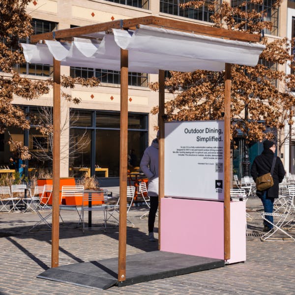 Re-ply outdoor dining structure pop-up in Meatpacking