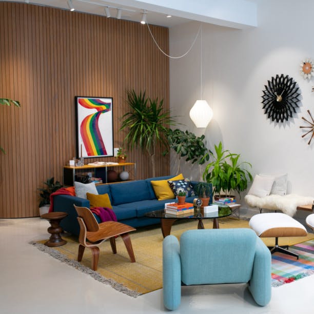 The living room of the Herman Miller store on Gansevoort Street in the Meatpacking District